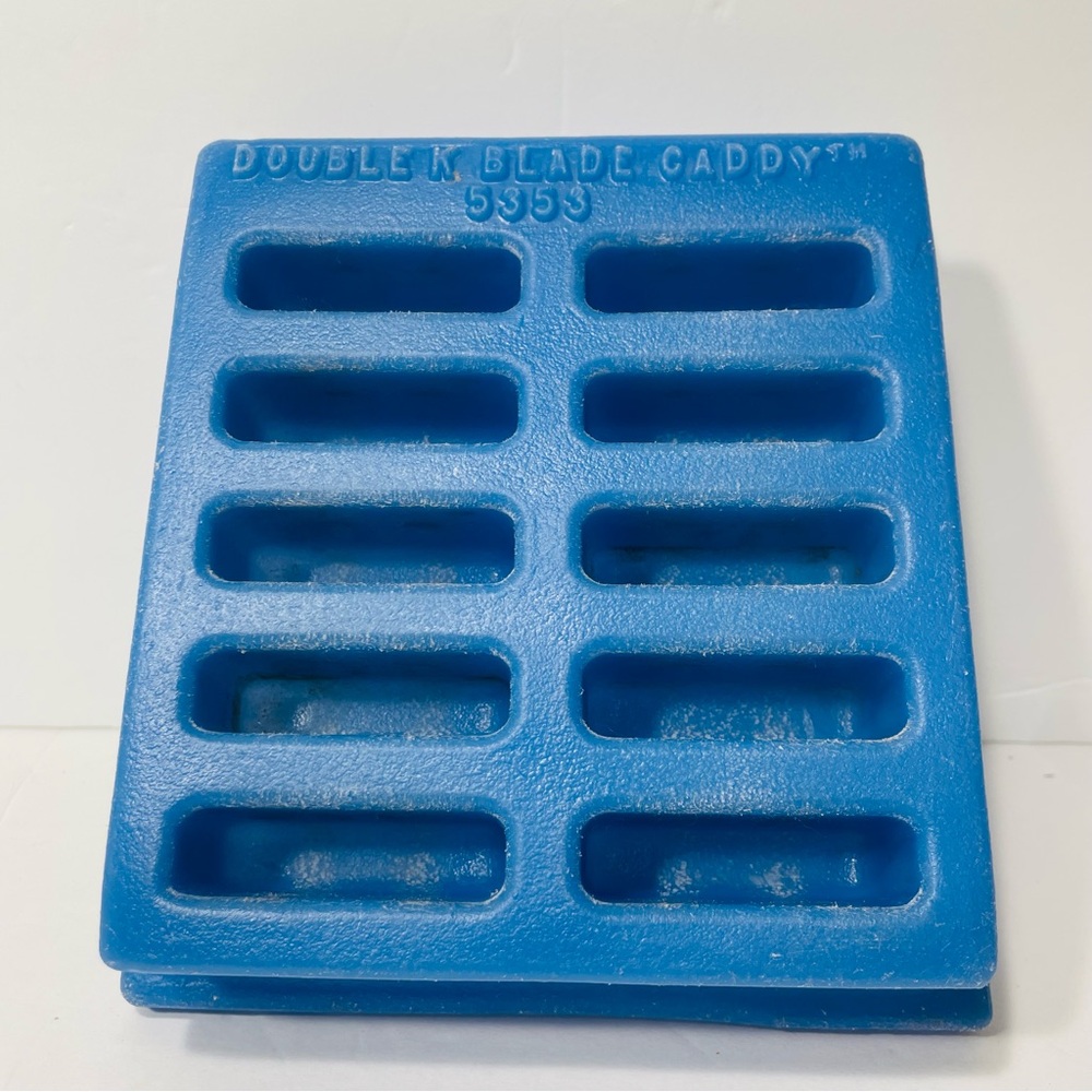 Dog Grooming Blade Caddy Vintage Double K Blue 5353 Holds 10 Clipper Reg Blades